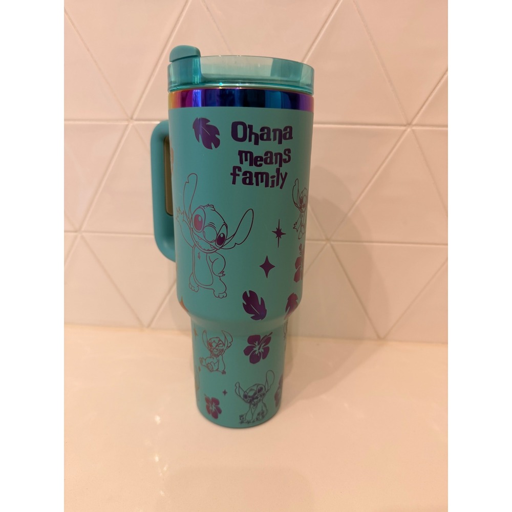 Stanley 40oz Quencher H2.0 Disney Stitch Ohana Means Family Tumbler Cup No Straw